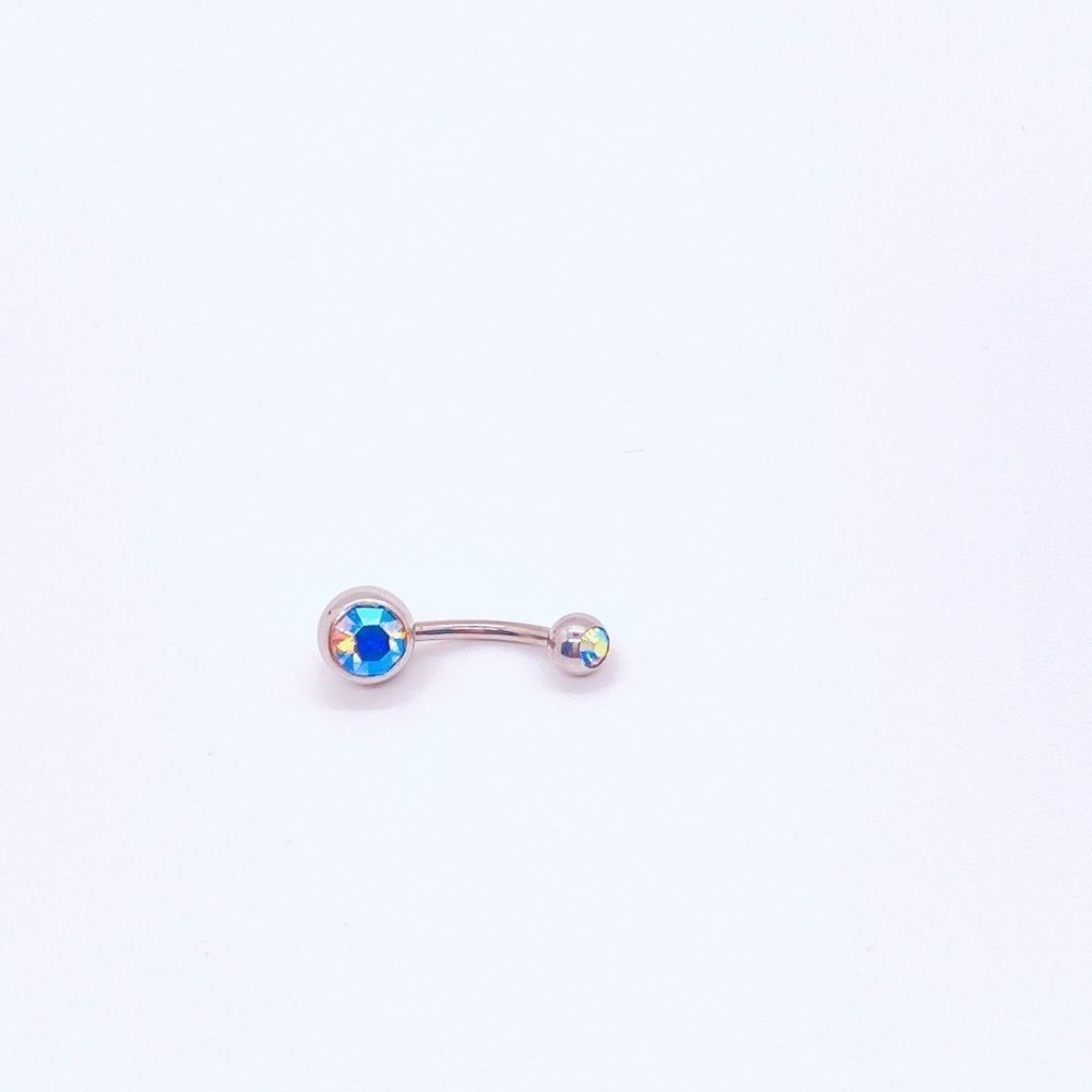 Belly Ring CZ Aurora Borealis